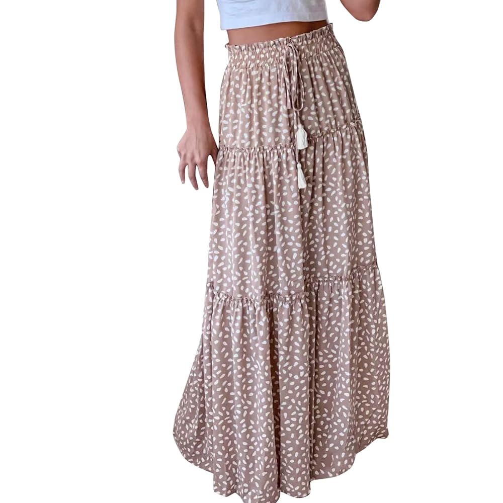 スカート Y's 21AW W/SAXONY ROLLER PAINT SKIRT 1 OIL PAINT PRINT LACE-UP DETAIL RAYON SKIRT(XS Khaki